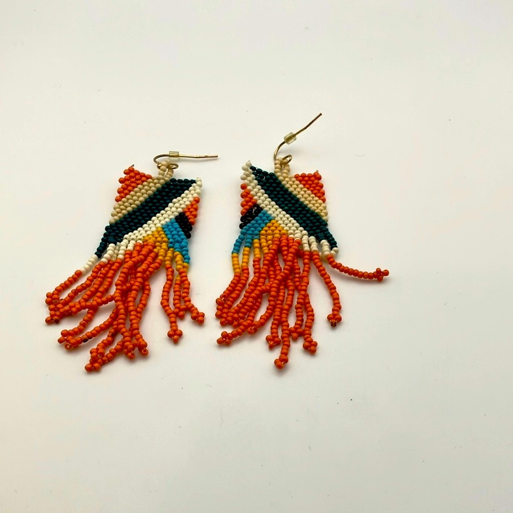 Colorful Beaded Fringe Earrings